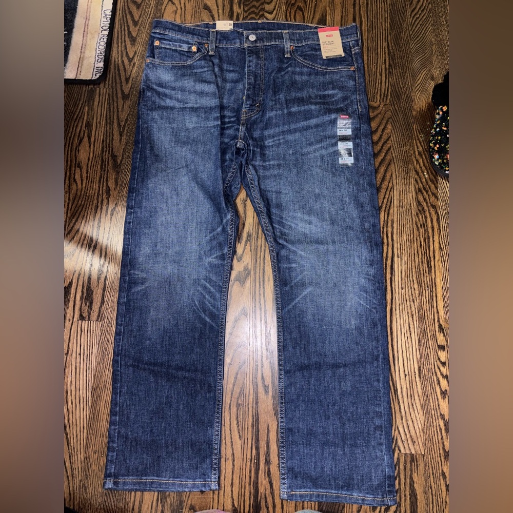 Levi's Men's Dark Blue 513 slim Straight stretch Jeans 38 x 30